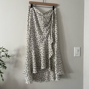 Cream Floral Wrap Skirt | L